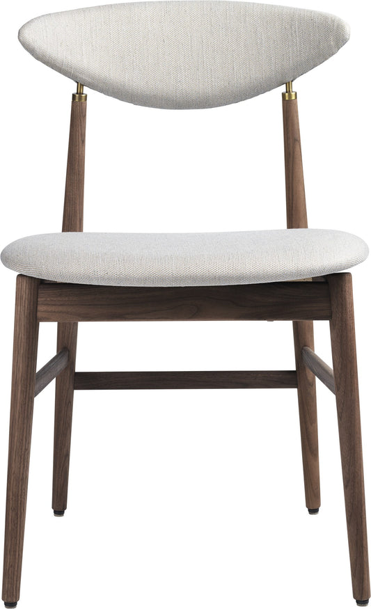 Gent Dining Chair - Fully Upholstered, Wood base, American Walnut Oiled Base
