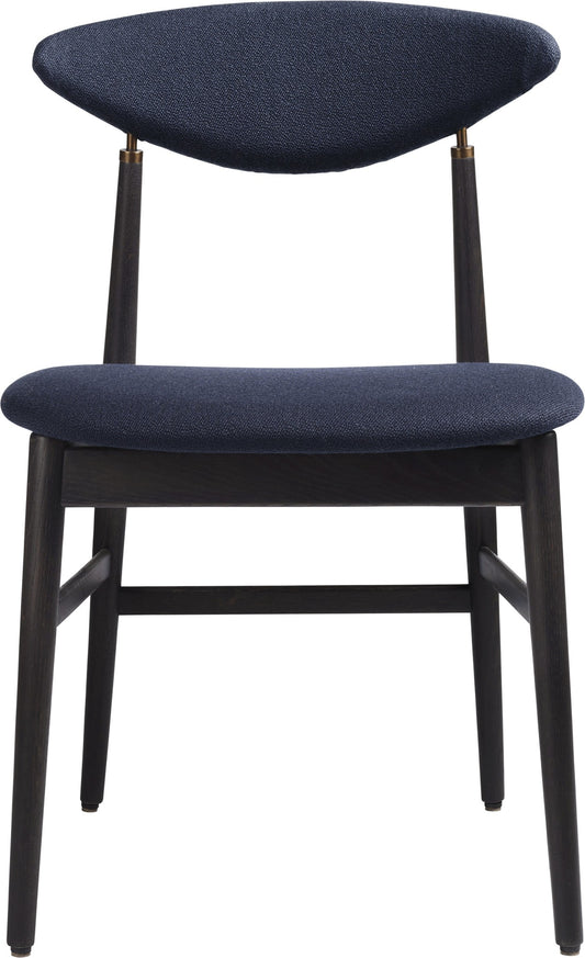 Gent Dining Chair - Fully Upholstered, Wood base, Black Stained Ash Semi Matte Lacquered Base