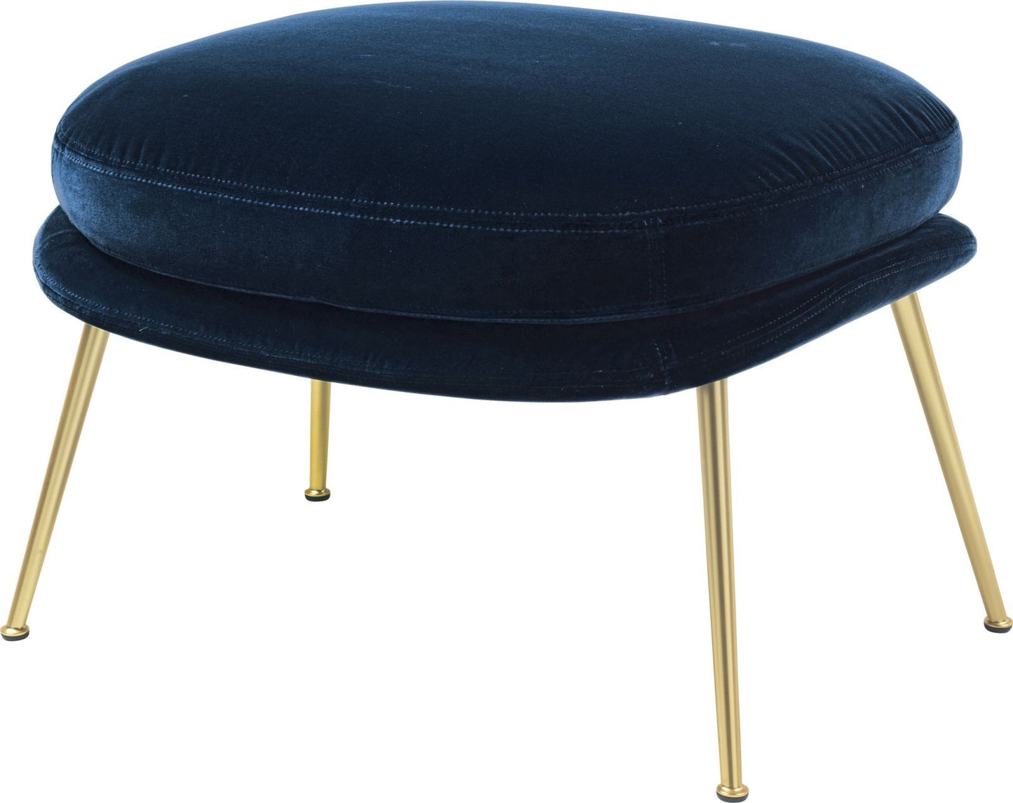Bat Ottoman - Fully Upholstered, Conic base, Brass Semi Matte Base