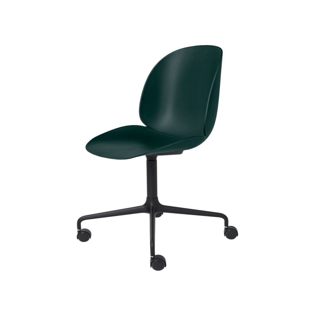 Beetle Meeting Chair - Un-Upholstered, 4-star w. castors, Black Matte Base