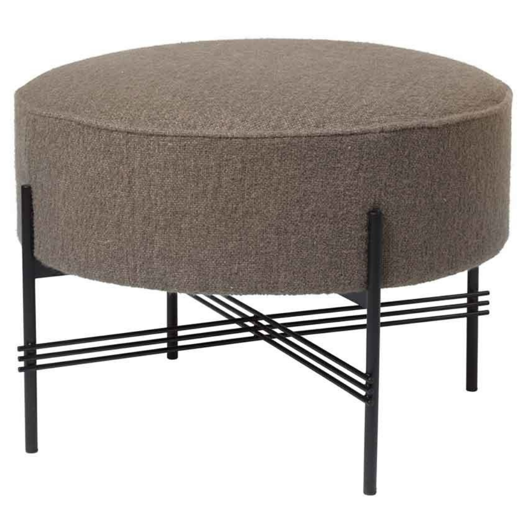 TS Pouffe - Fully Upholstered, Round, Dia. 55, Black base