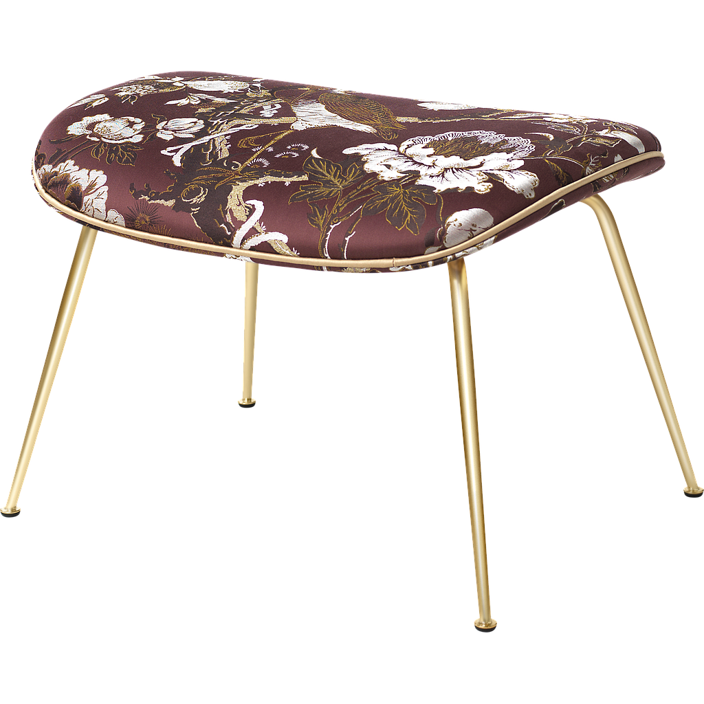 Beetle Ottoman - Fully Upholstered, Conic Base, Antique Brass Base