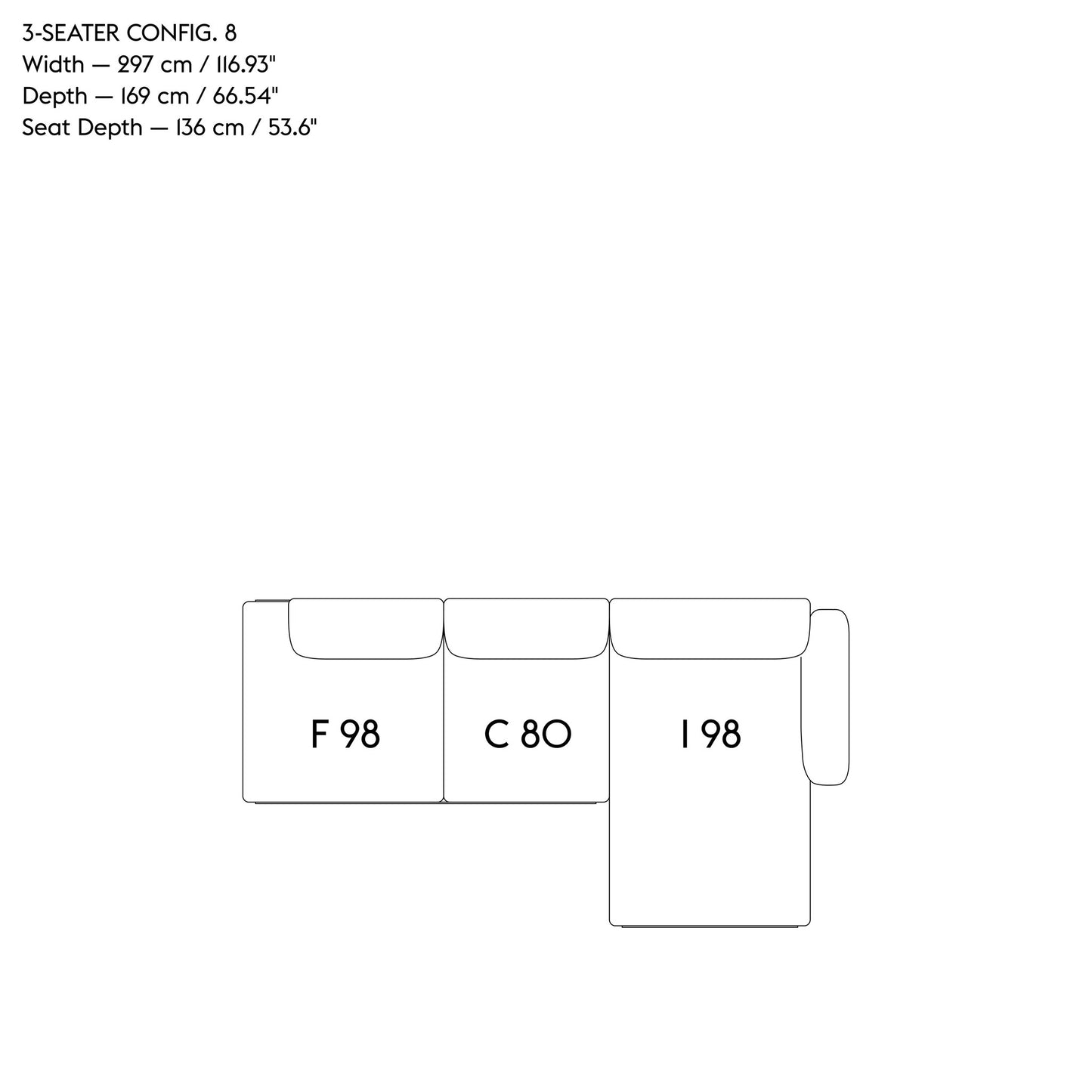 IN SITU MODULAR SOFA / 3-SEATER - CONFIGURATION 8