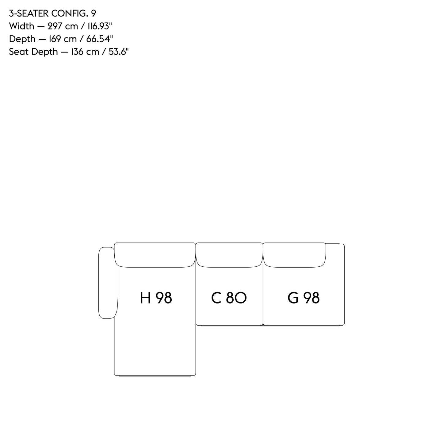 IN SITU MODULAR SOFA / 3-SEATER - CONFIGURATION 9