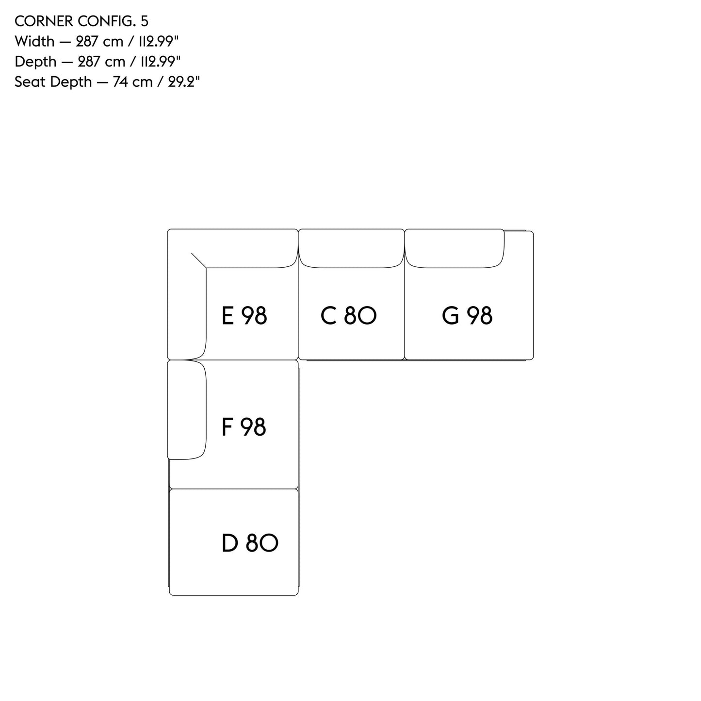 IN SITU MODULAR SOFA / CORNER - CONFIGURATION 5