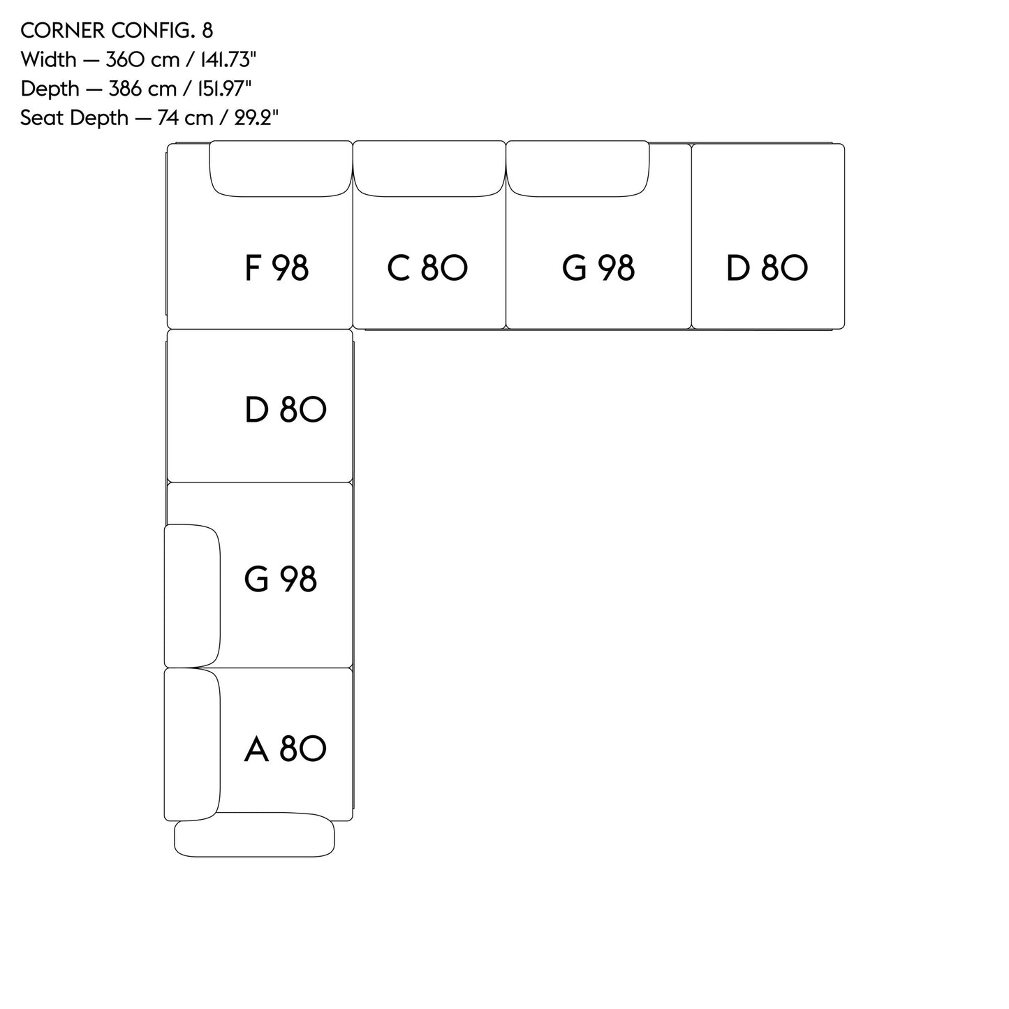 IN SITU MODULAR SOFA / CORNER - CONFIGURATION 8