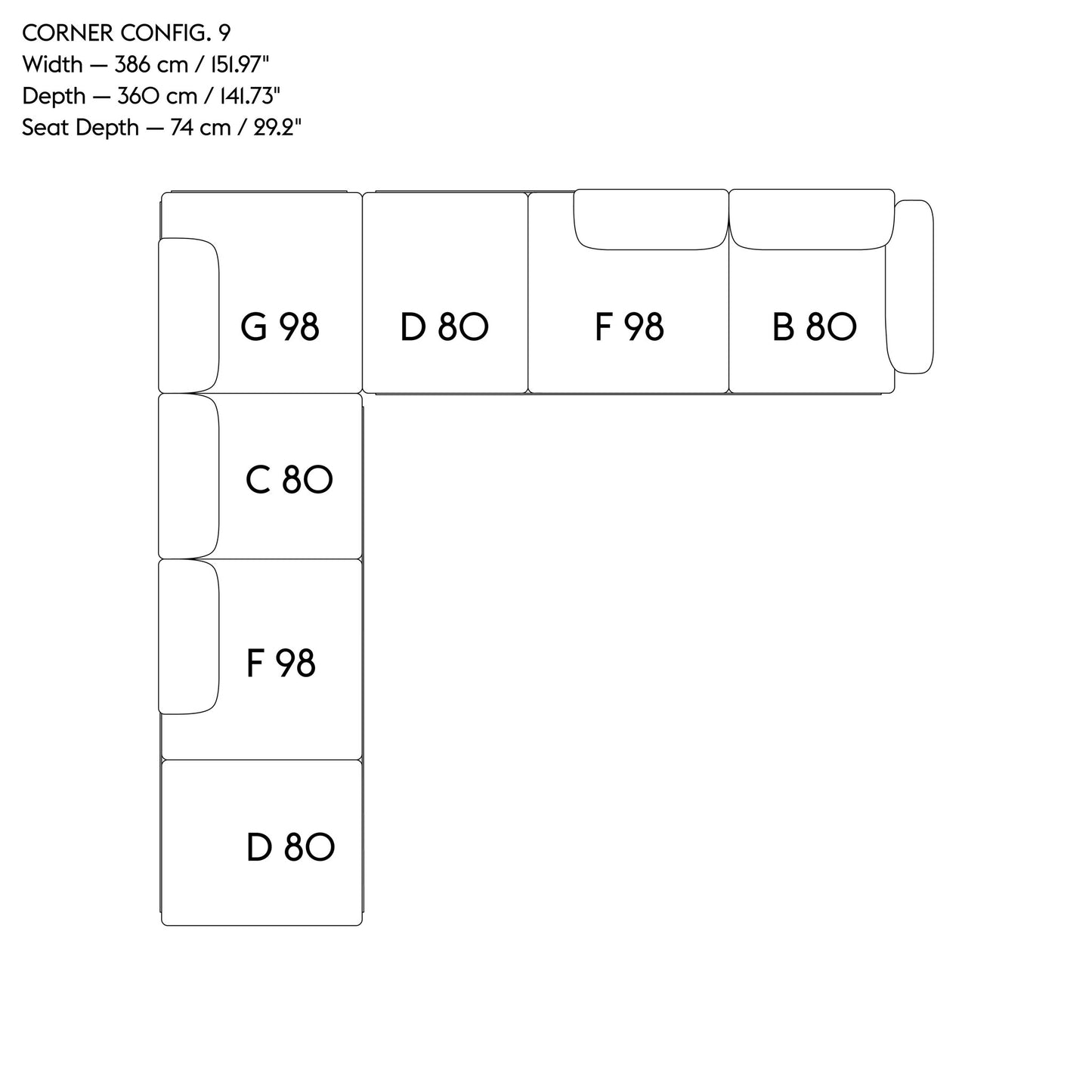 IN SITU MODULAR SOFA / CORNER - CONFIGURATION 9