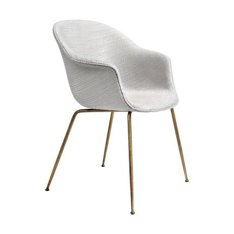Bat Dining Chair - Fully Upholstered, Conic base, Antique Brass Base