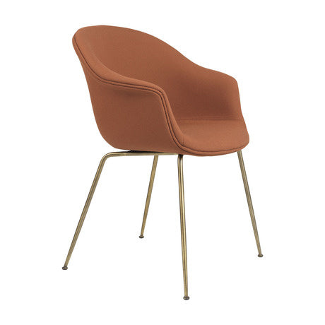 Bat Dining Chair - Fully Upholstered, Conic base, Brass Semi Matte Base