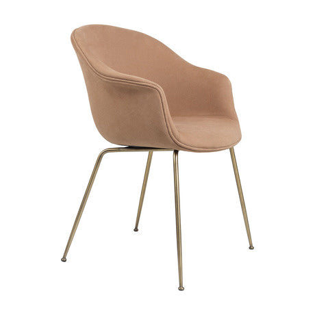 Bat Dining Chair - Fully Upholstered, Conic base, Antique Brass Base