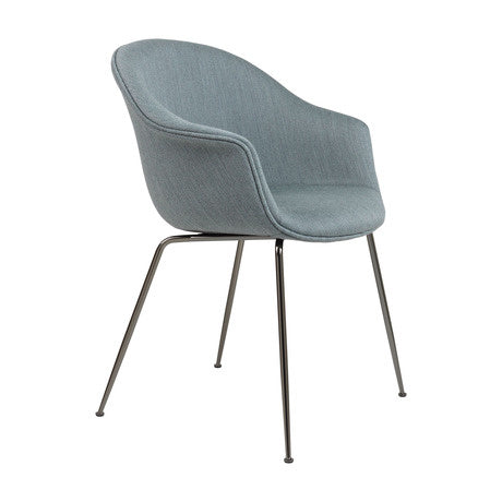 Bat Dining Chair - Fully Upholstered, Conic base, Black Chrome Base