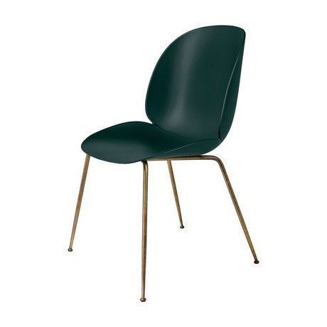 Beetle Dining Chair - Un-Upholstered, Conic base, Antique Brass Base