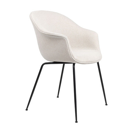 Bat Dining Chair - Fully Upholstered, Conic base, Black Matte Base,