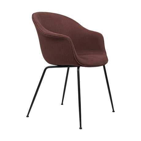 Bat Dining Chair - Fully Upholstered, Conic base, Black Matte Base,