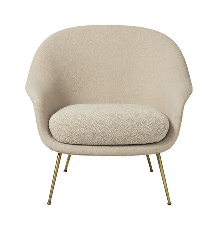 Bat Lounge Chair - Fully Upholstered, Low back, Conic base, Antique Brass
