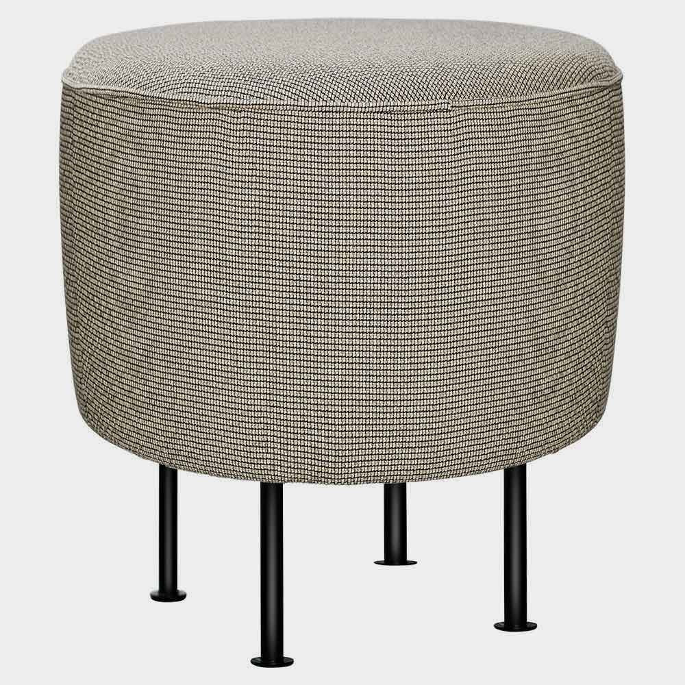 Modern Line Pouffe - Fully Upholstered, Ø38, Black Semi Matte Base