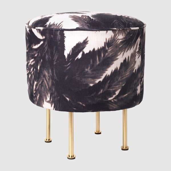 Modern Line Pouffe - Fully Upholstered, Ø38, Brass Shiny