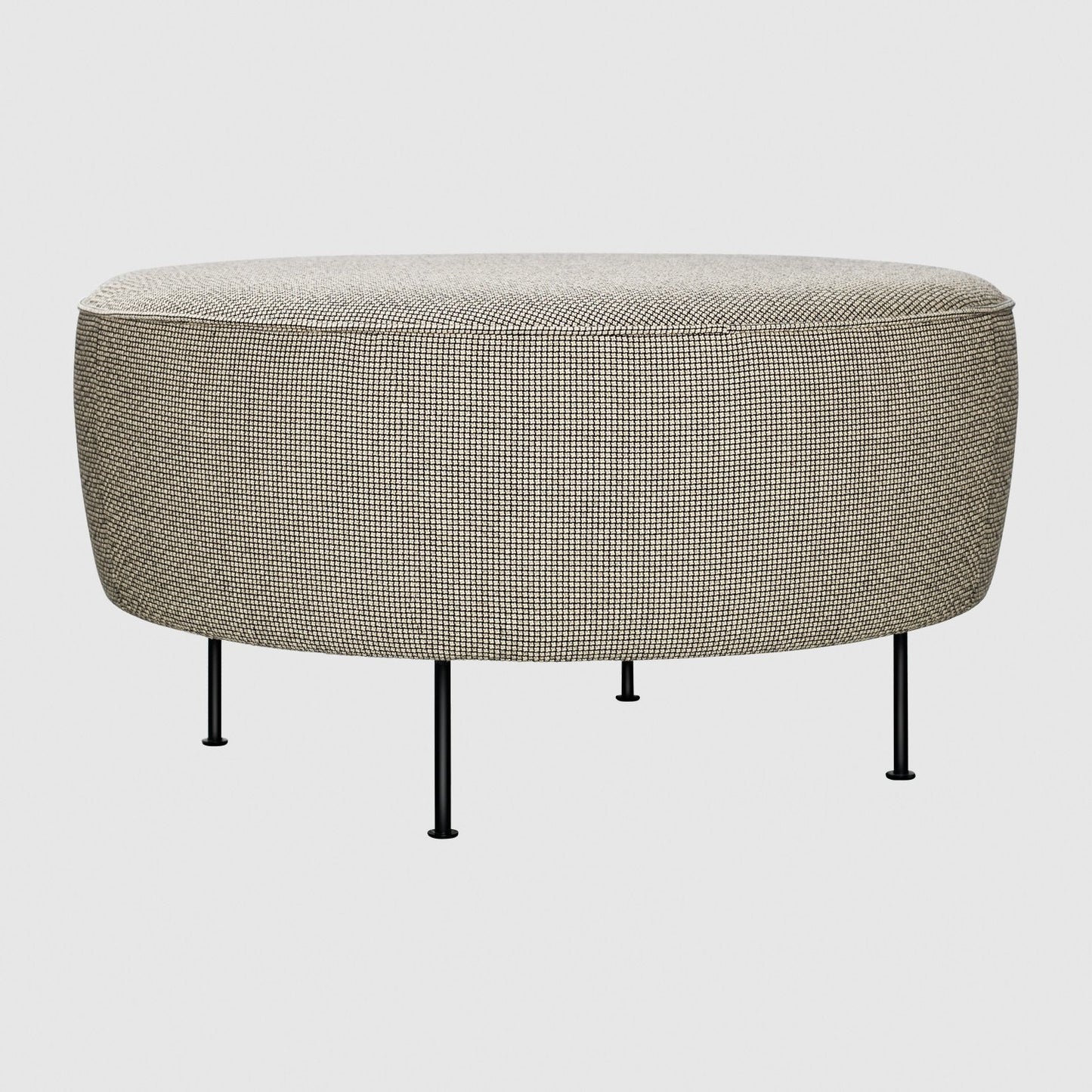 Modern Line Pouffe - Fully Upholstered, Ø80, Black Semi Matte Base