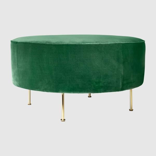 Modern Line Pouffe - Fully Upholstered, Ø80, Brass Shiny