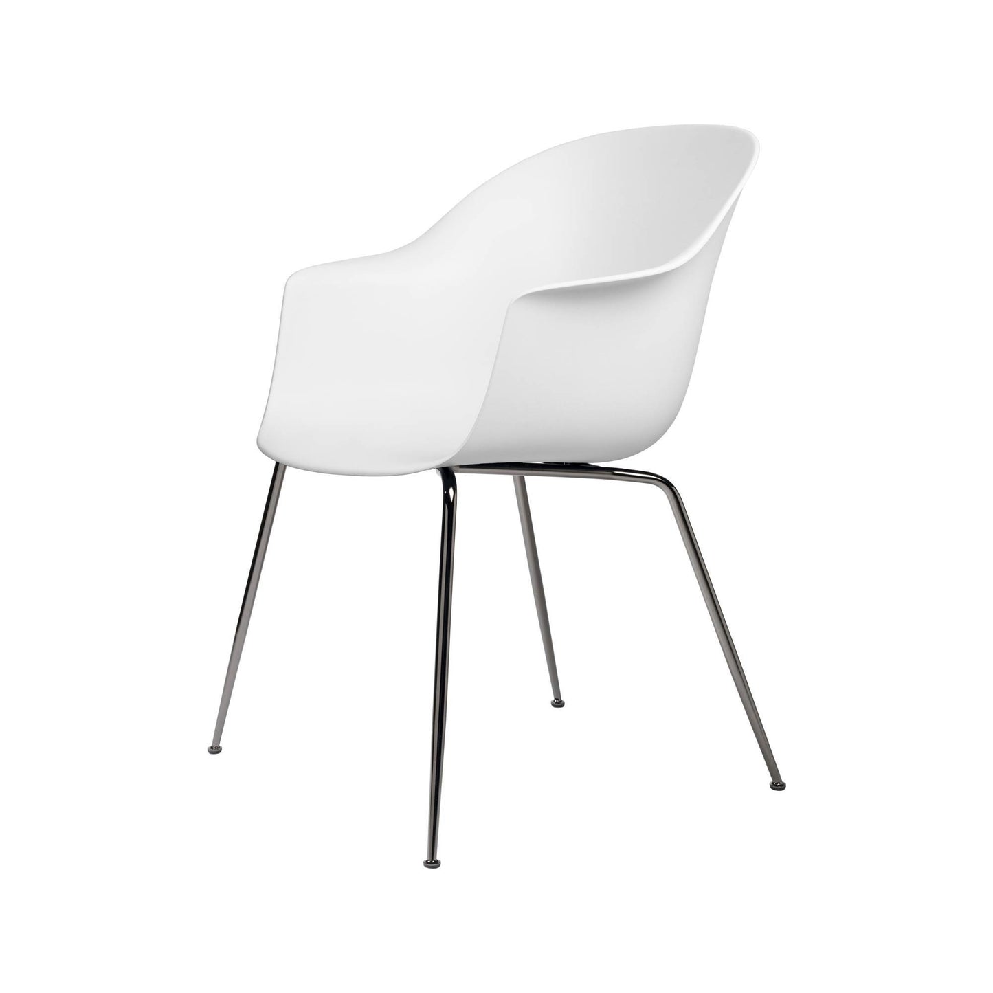 Bat Dining Chair, Conic base, Black Chrome Base, Plastic Glides