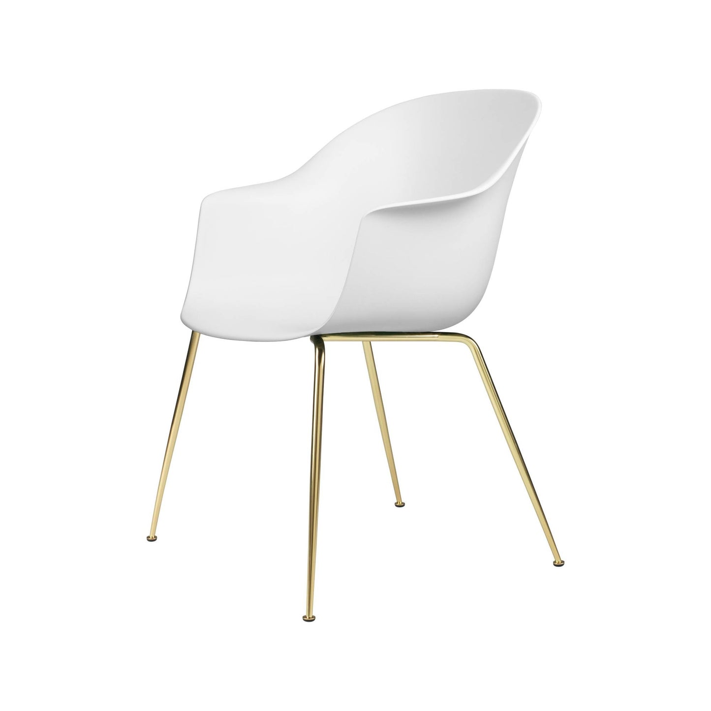 Bat Dining Chair, Conic base, Brass Semi Matte Base, Plastic Glides