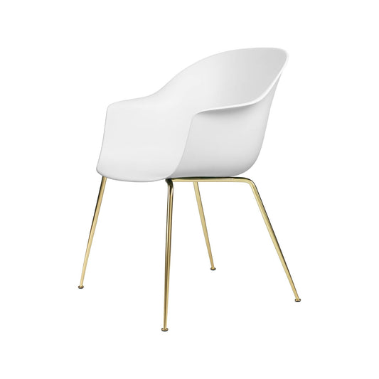 Bat Dining Chair, Conic base, Brass Semi Matte Base, Plastic Glides