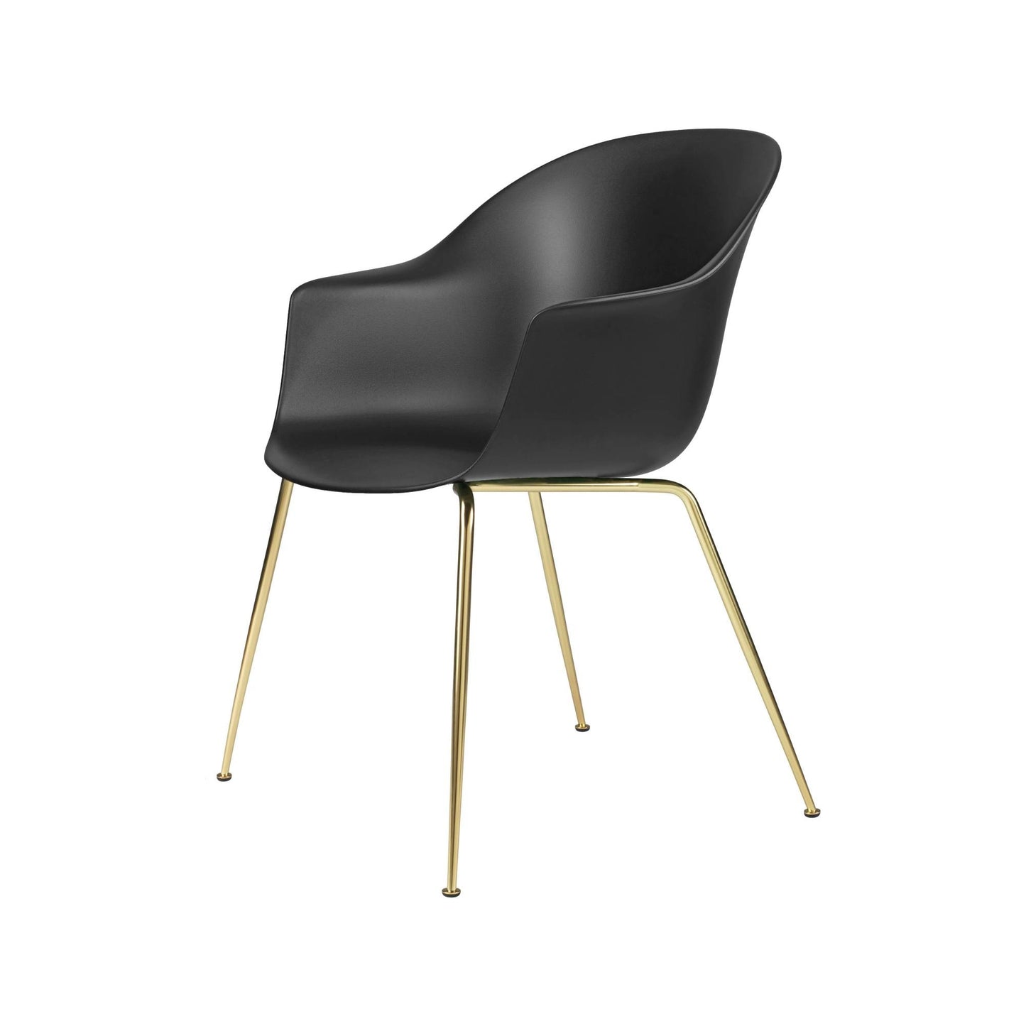 Bat Dining Chair, Conic base, Brass Semi Matte Base, Plastic Glides