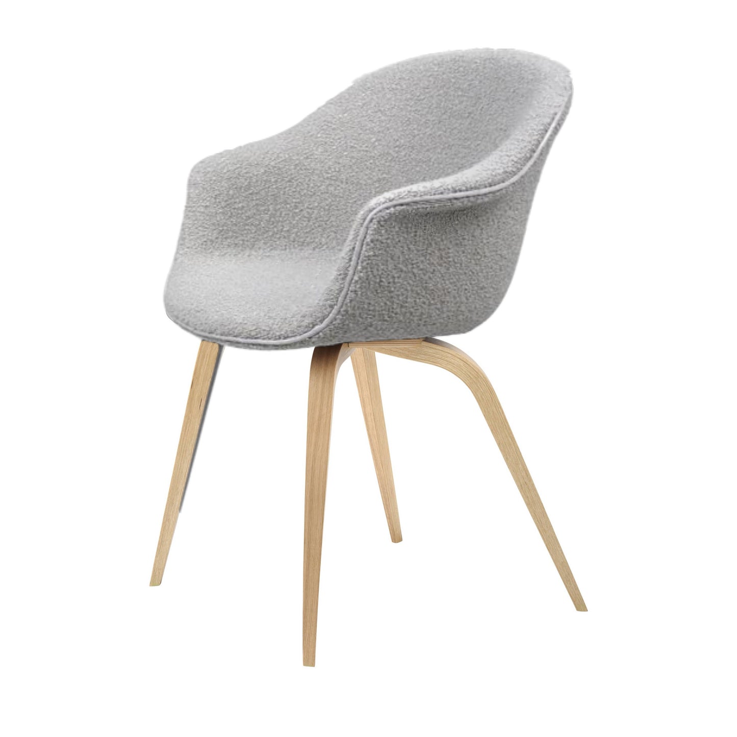 Bat Dining Chair - Fully Upholstered, Wood base, Oak Semi Matt Lacquered Base
