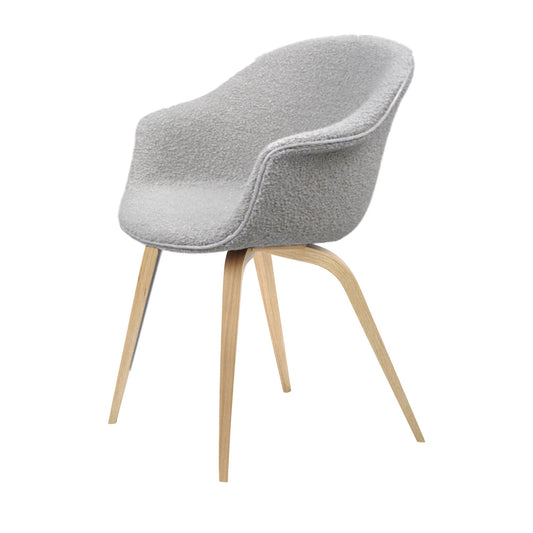Bat Dining Chair - Fully Upholstered, Wood base, Oak Semi Matt Lacquered Base