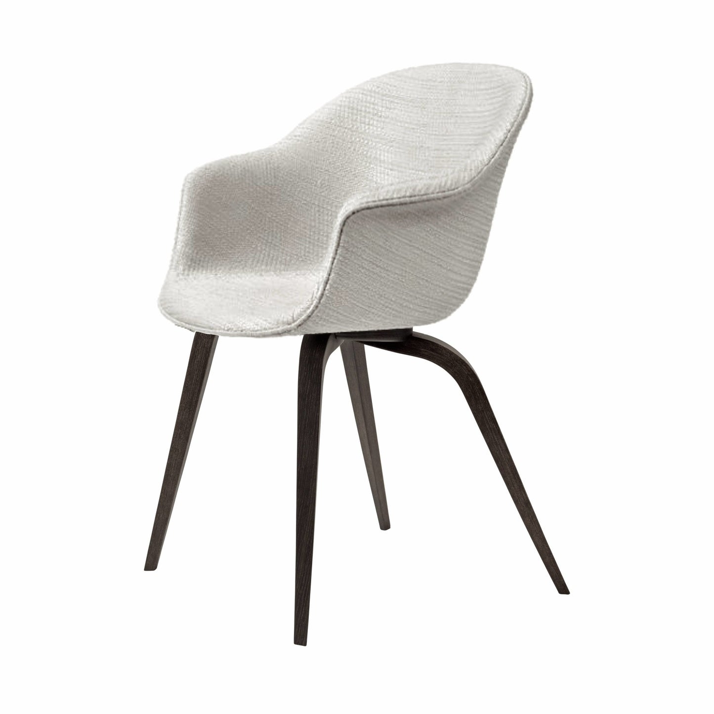 Bat Dining Chair - Fully Upholstered, Wood base, Smoked Oak Matte Lacquered