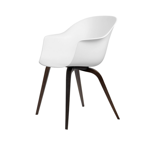 Bat Dining Chair, Wood base, Smoked Oak Matt Lacquered, Plastic Guides