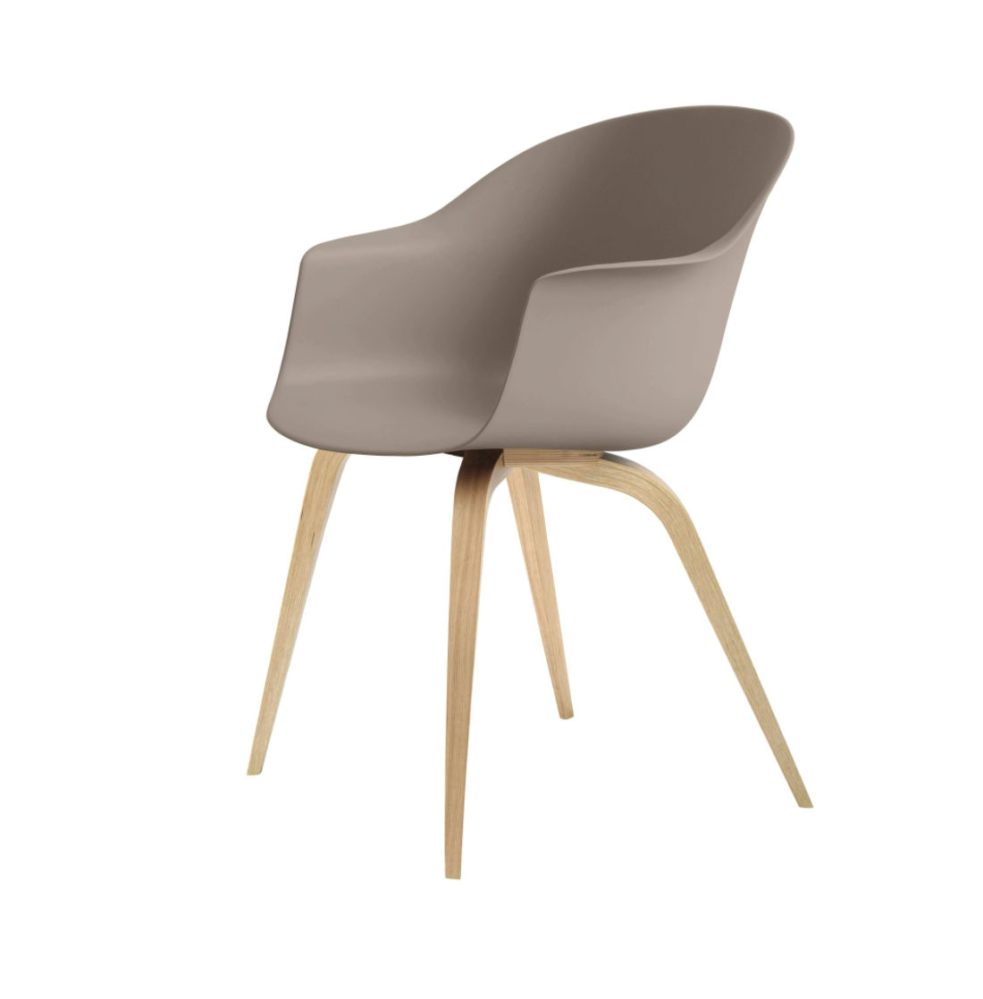 Bat Dining Chair, Wood base, Oak Semi Matte Lacquered, Plastic Guides