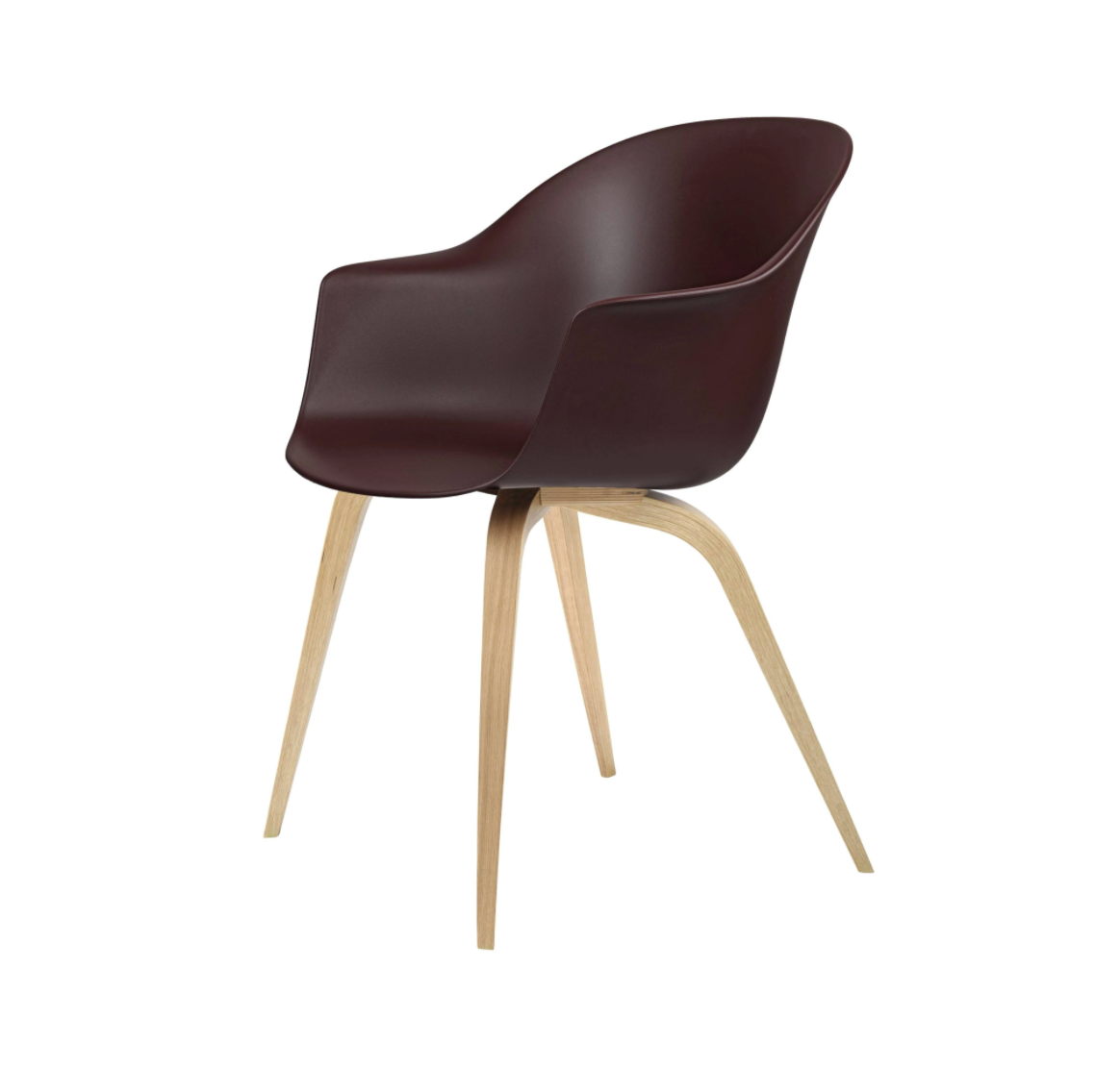 Bat Dining Chair, Wood base, Oak Semi Matte Lacquered, Plastic Guides