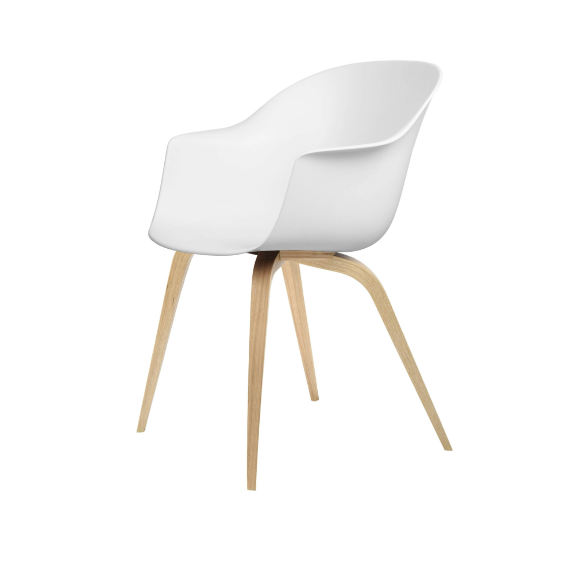Bat Dining Chair, Wood base, Oak Semi Matte Lacquered, Plastic Guides