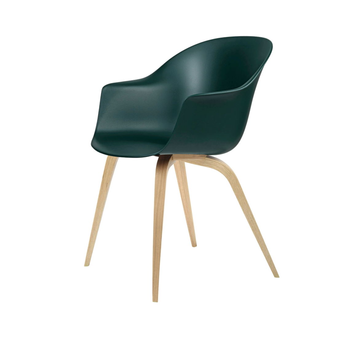 Bat Dining Chair, Wood base, Oak Semi Matte Lacquered, Plastic Guides