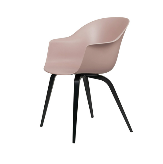 Bat Dining Chair, Wood base, Black Stained Beech Semi Matte Lacquered, Plastic Glides