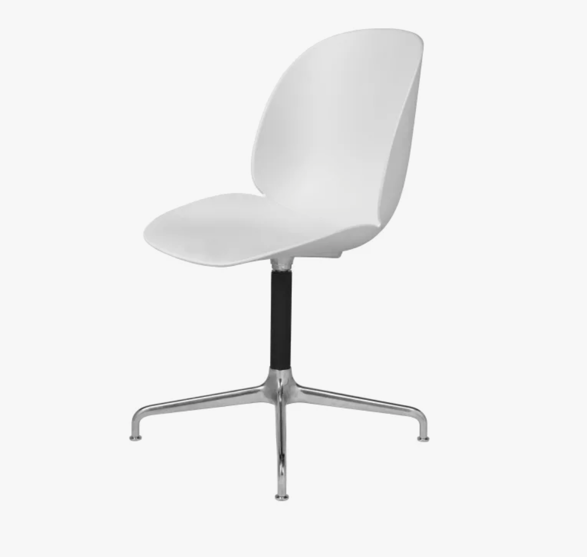 Beetle Meeting Chair - Un-Upholstered, 4-Star Base, Polished Aluminum/Black Matte Base