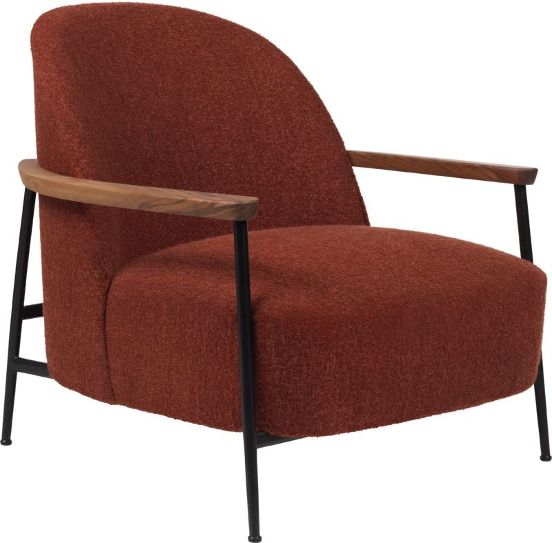 Sejour Lounge Chair - Fully Upholstered, With armrests, Black Matt Base