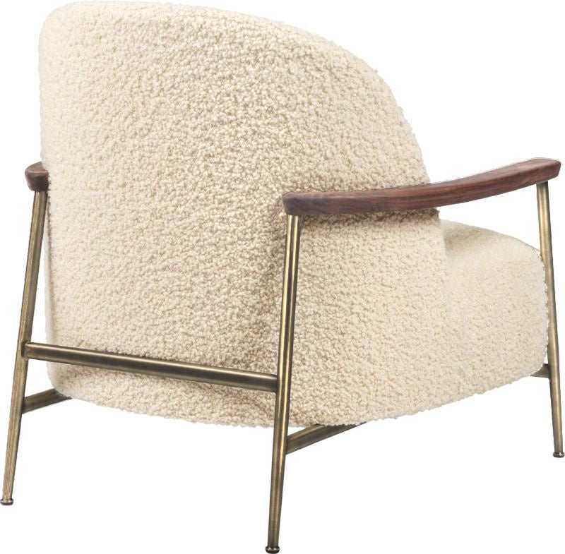 Sejour Lounge Chair - Fully Upholstered, With armrests, Brass Semi Matt Base