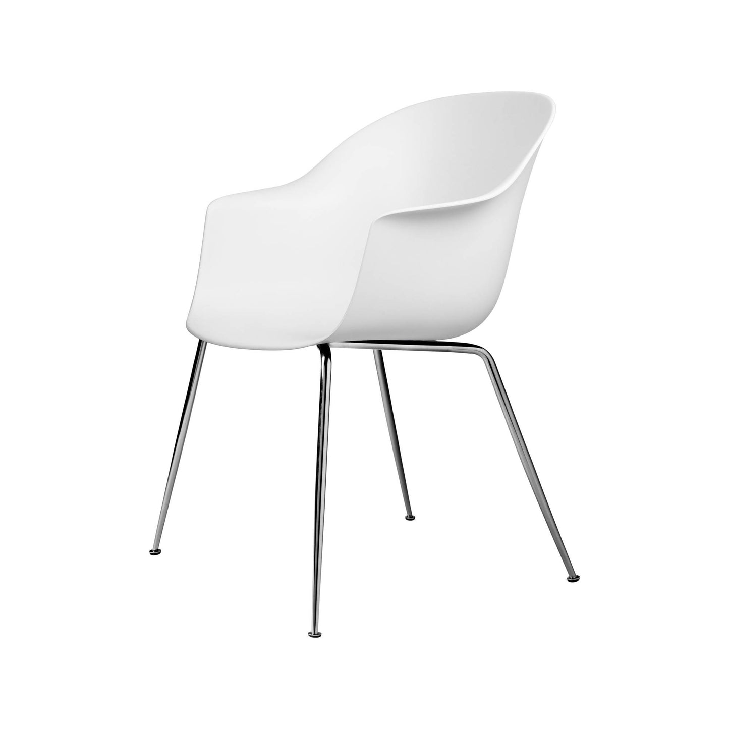 Bat Dining Chair, Conic base, Chrome Base, Plastic Glides
