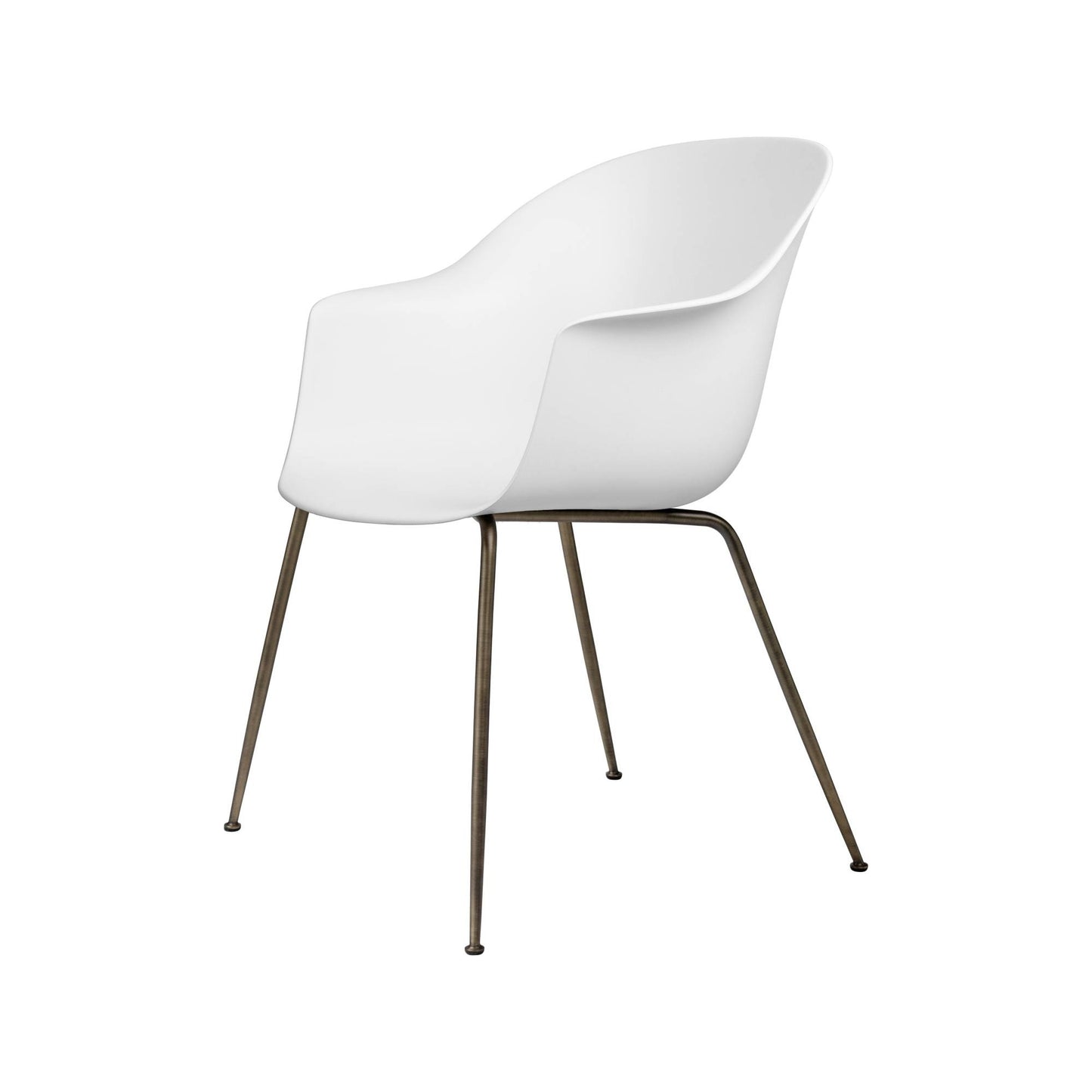 Bat Dining Chair, Conic base, Antique Brass Base, Felt Glides