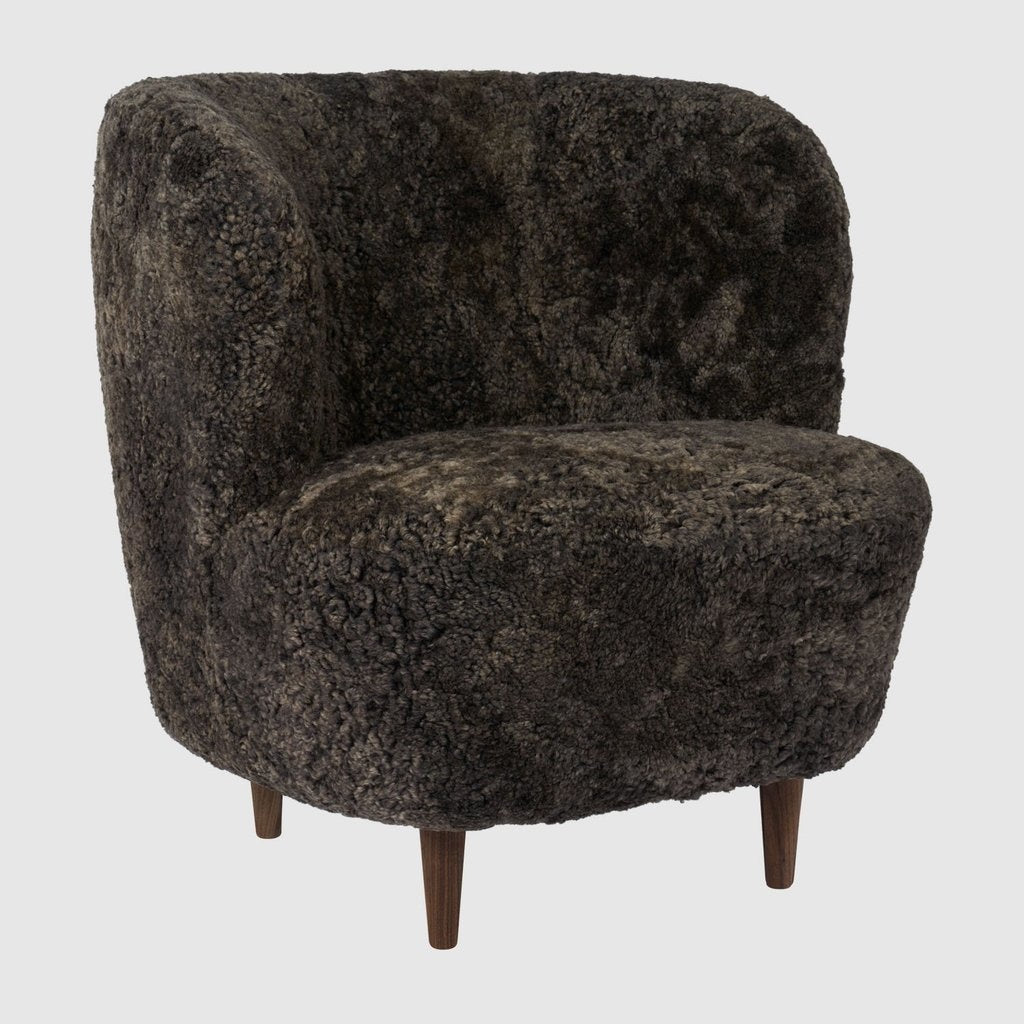 Stay Lounge Chair - Fully Upholstered, Small, Wooden legs (American Walnut Oiled Base)