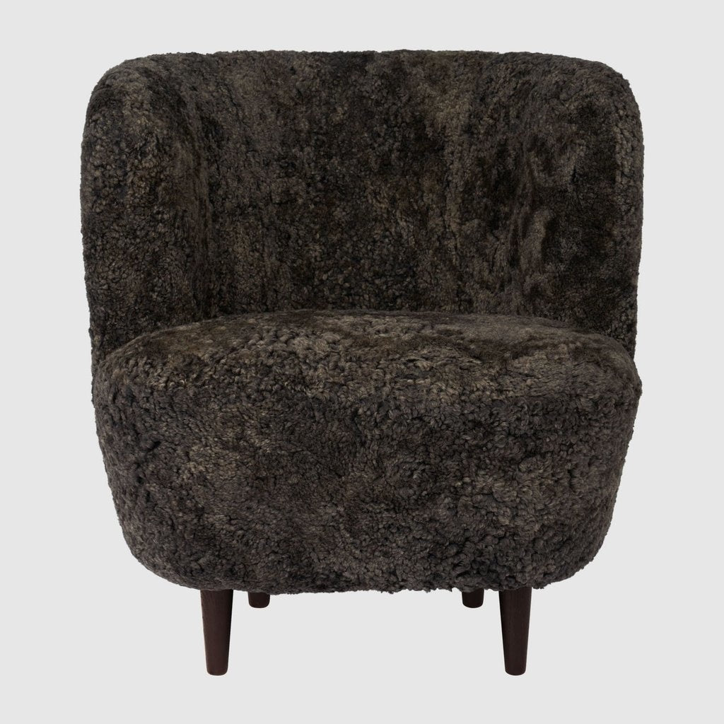 Stay Lounge Chair - Fully Upholstered, Small, Wooden legs (Smoked Oak Finish - Matte Lacquered)