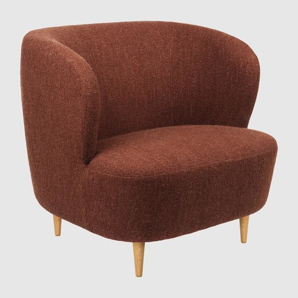Stay Lounge Chair - Fully Upholstered, Large, Wooden legs (Oak Semi Matte Lacquered Base)