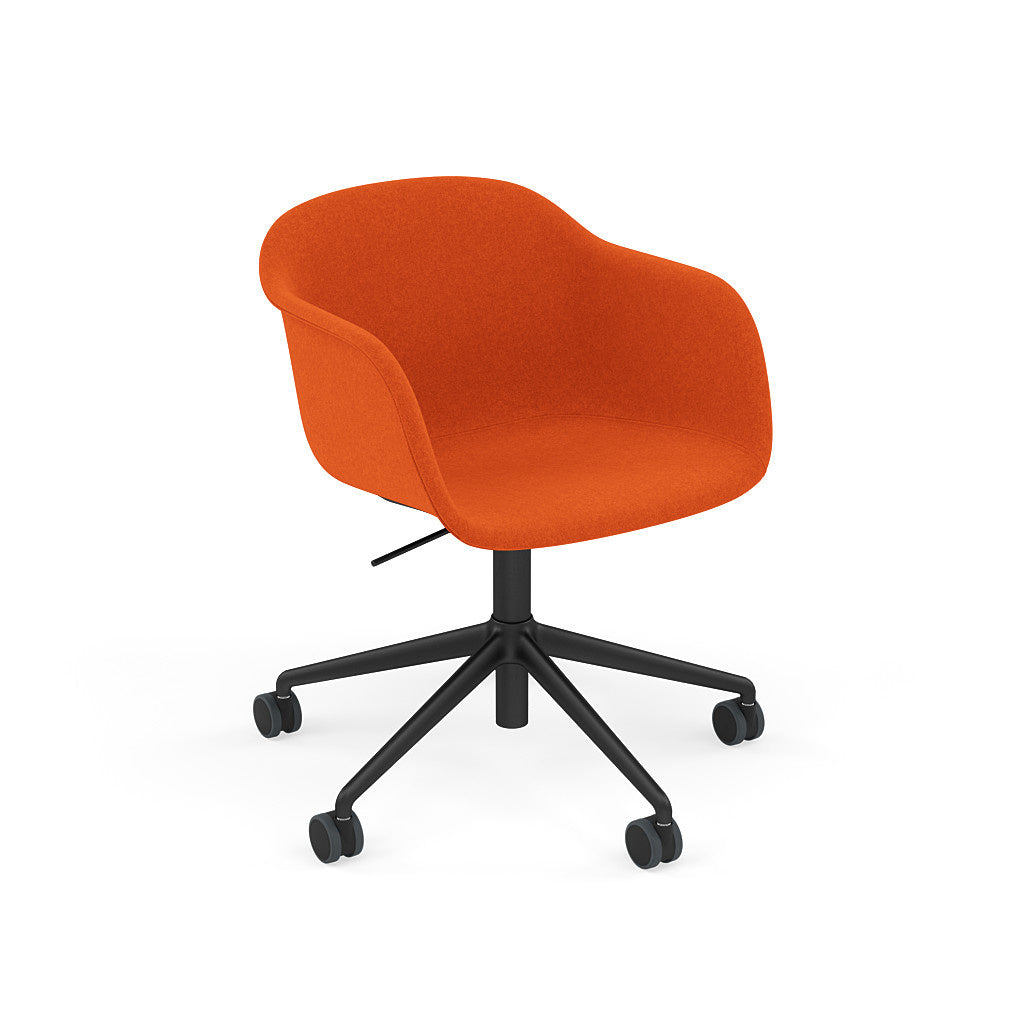 Fiber Armchair, Black Swivel Base with Castors & Gas Lift, Upholstered