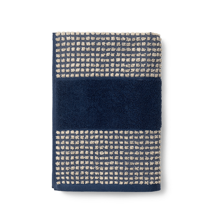 Check Towels, Dark Blue/Sand