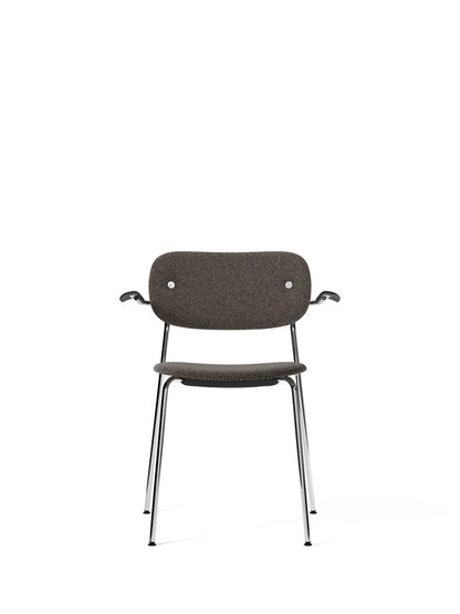 Co Chair, Dining Height with Arms, Chrome, Fully Upholstered