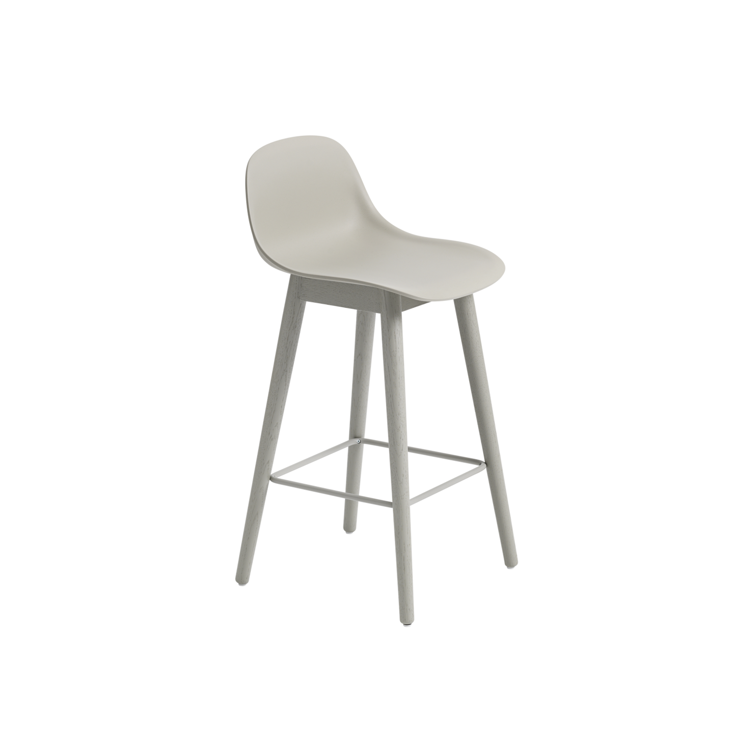 Fiber Counter Stool with Backrest / Wood Base H: 65cm / 25.6in