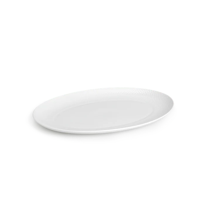 Lyngby Porcelæn Rhombe Oval Serving Dish, White