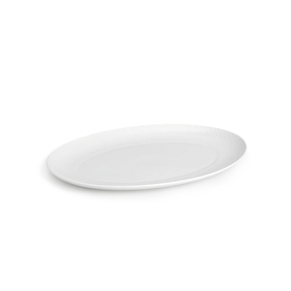 Lyngby Porcelæn Rhombe Oval Serving Dish, White